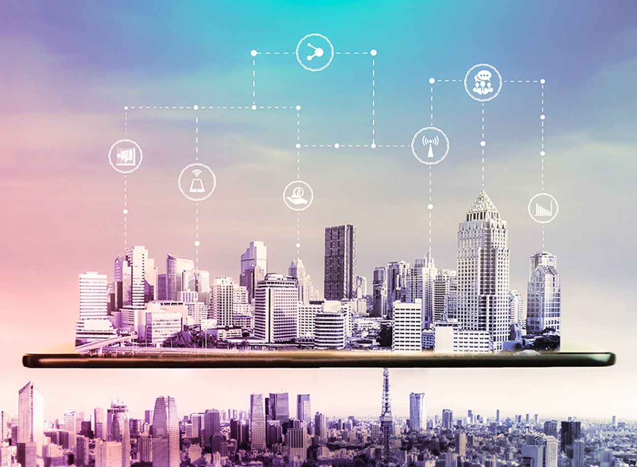 The modern creative communication and internet network connect i
